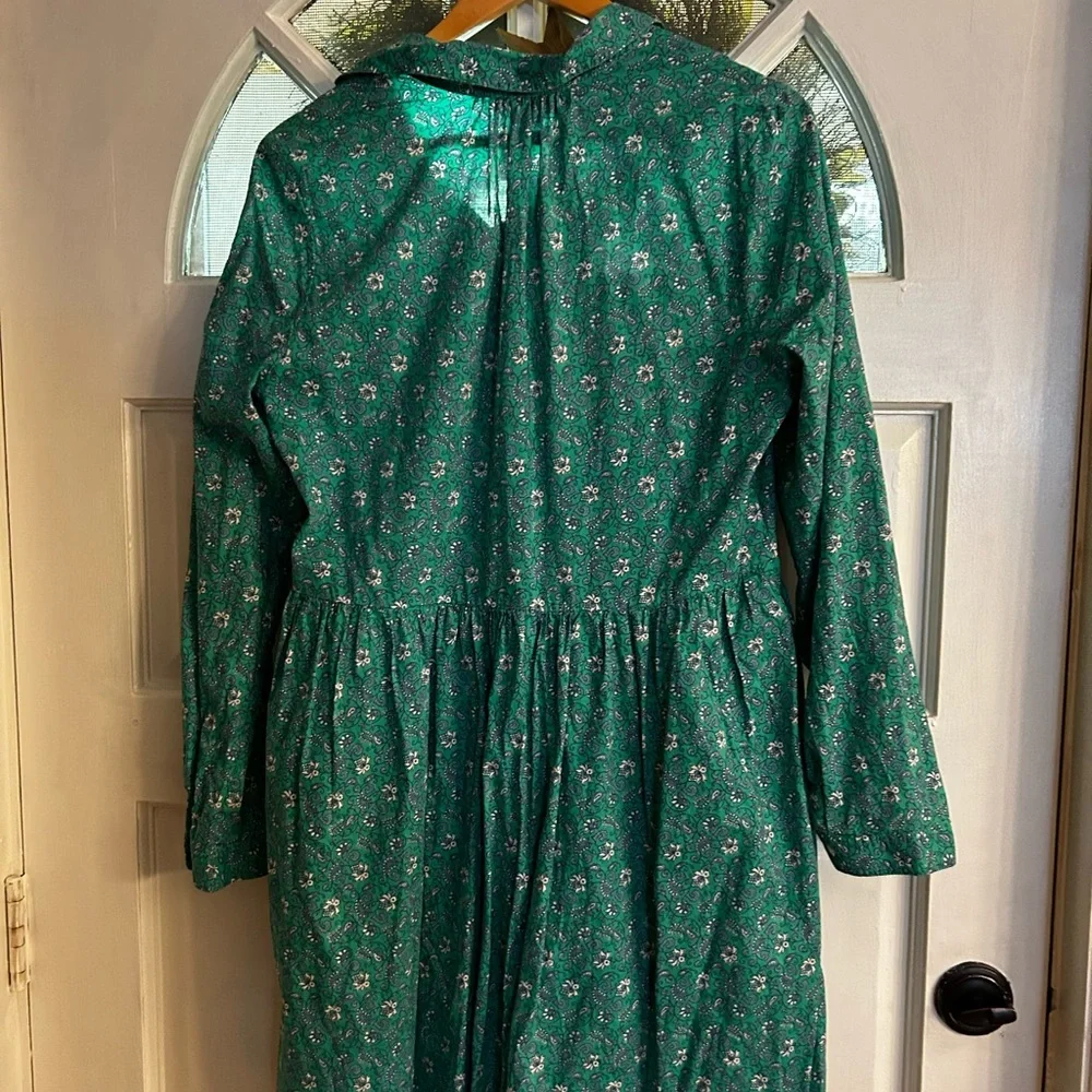 J. Crew Green Floral Long Sleeve Dress - Picture 4 of 6